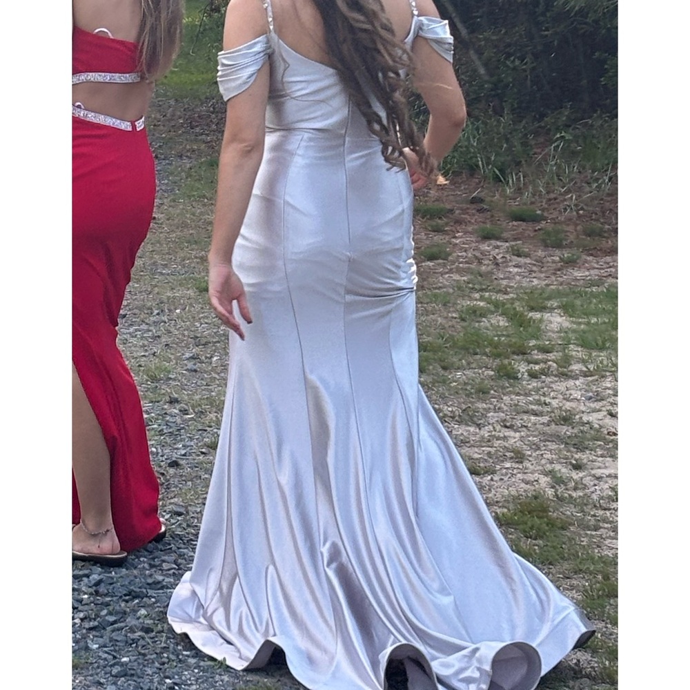 Silver Ruched Strapless Prom/Evening Gown - Picture 3 of 4